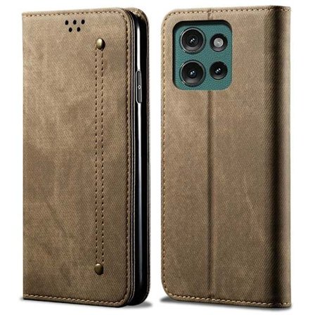 Jeans Motorola Moto G75 flip etui - Khaki