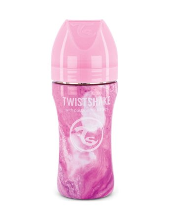 Twistshake Twistshake Anti-Colic Stainless Steel 330Ml Marble Pink - Pink - ONE SIZE