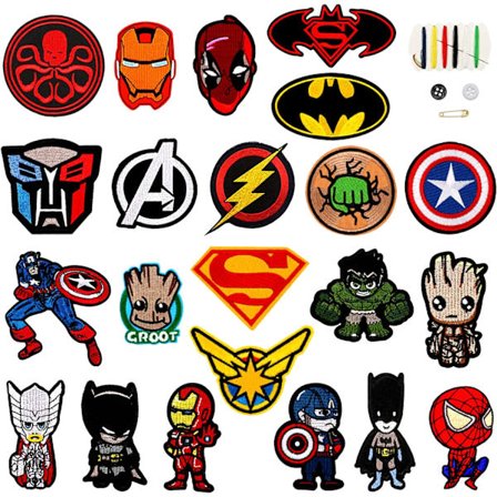 Sett med 22 stykker strykejern-på klær lapper, barns strykejern-på lapper