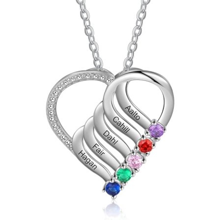 Mamma Halsband, Födelsestenshalsband för Mamma Personliga Halsband för Kvinnor Graverade Namn Smycken