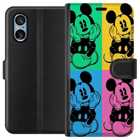 Kompatibelt Plånboksfodral till Sony Sony Xperia 5 V Mickey Mouse popkonst affisch färgglad Disney retroserie tecknad ikonisk figur Andy Warhol-stil