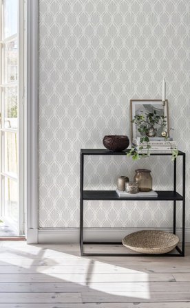 Duro Tapet, Lilly 681-01 Blommor & Blad, L, Vit, Färg & tapeter