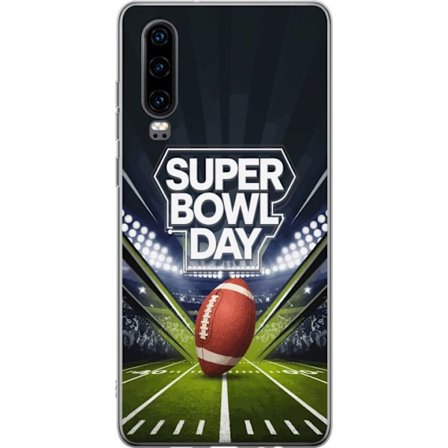Yhteensopiva Puhelinkuori Huawei P30 Super Bowl Day juliste, jossa amerikkalainen jalkapallo valaistuksella varustetulla areenalla dramaattisessa urhe