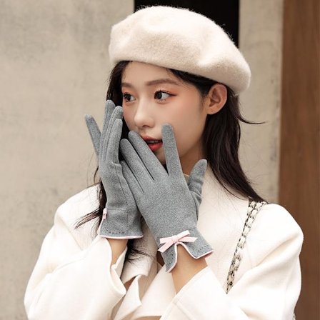 Vintertysk fløjl touch screen sløjfe knude fløjl fortykkede handsker