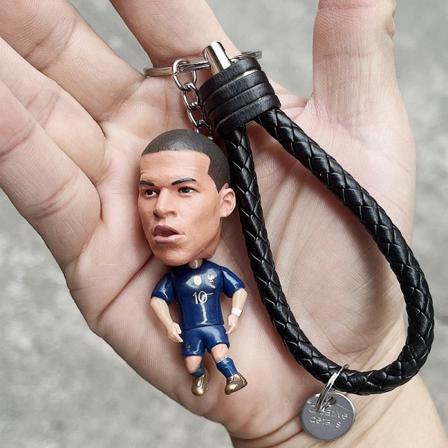 Fotbollsfan stjärndocka Ronaldo, Neymar, Messi, Lewandowski, Mbappe Royce hängande nyckelring French Mbappe new model