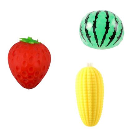 3-Pack Frukt & Grönt Squeeze Stress Relax Fidget Toy - Leksaker - Pyssel - Stressbollar