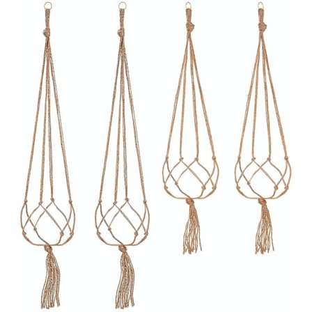 4 stk Hengetau Macrame Plantepotteholder Hengeplanteoppheng Hagedekorasjon - 2 stk 105 cm og 2 stk 90 cm