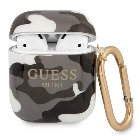 Guess GUA2UCAMG AirPodsin suojus musta/musta Camo Collection -mallisto