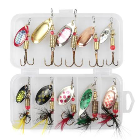 10st/ Set Fiske Paljettbeten Lure Spinner Paljettkrokbeten Kit