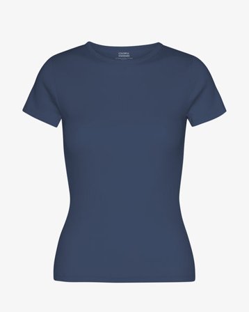 Organic Rib T-Shirt - Petrol Blue - Female - XS