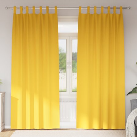 Mörkläggningsgardiner med Ringar 2 pcs Senapsgul 245 x 140 cm