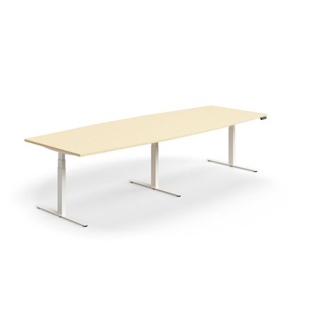 Konferenztisch QBUS, 3200x1200 mm, weiß/Birke
