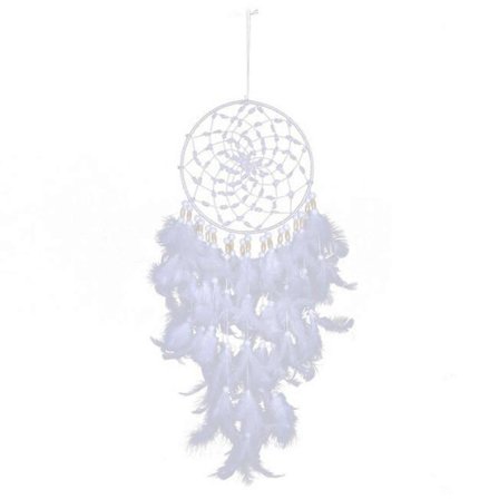 Bohemsk juledekorasjon med LED-lys, håndlaget blonde, hvite fjær, veggdekorasjon No2117