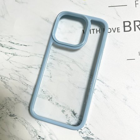 2 st Fodral för iPhone 17 Ljusblå Bred Ram Spårad Godisfärg Kräm Lim