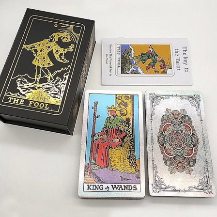 Nye Plastic Rider Hot Stamping Guldfolie Tarot Udsøgte Brætspil Spådomskort Til Samling
