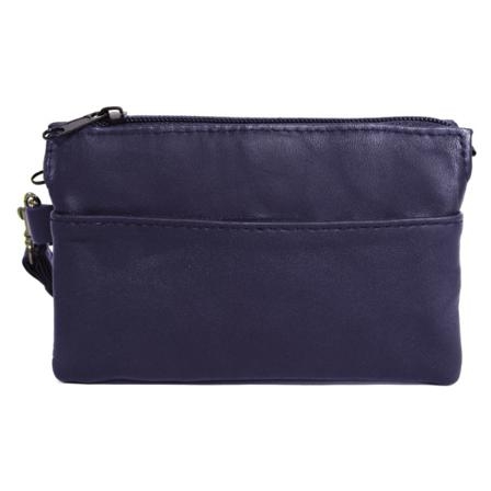 Blå Handledsväska I Lammnappa Läder