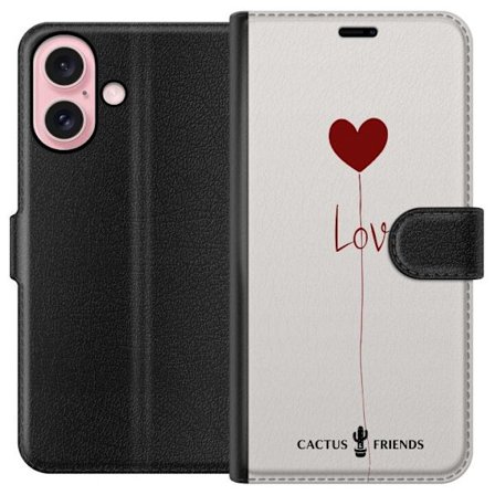 Yhteensopiva Lompakkokotelo Apple Apple iPhone 16 Cactus and Friends - Love Balloon Minimal