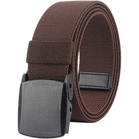 Kaffe Farge Elastisk Belte for Menn Plast Spenne Fullt Justerbar