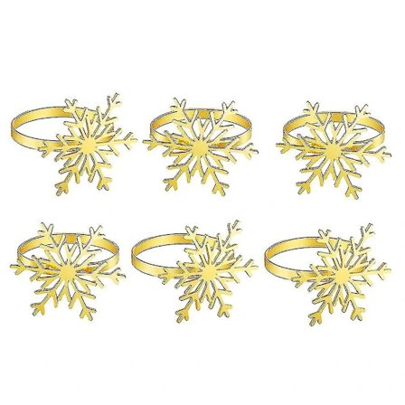 Snöflinga Serviettholder Kompatible Med Julebord Dekorasjon (Gull) Hy