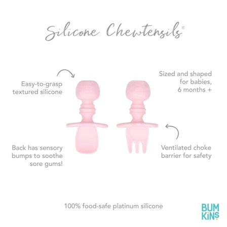 *Bestikk, Bitter Silikon, Baby Gaffel og Skje, Treningsredskaper, Baby Avslutningstrinn 1, Egnet for Aldre 6 Måneder og Op*