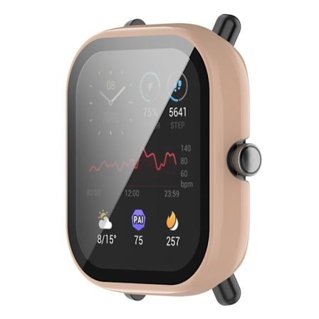 Amazfit Bip U Pro / Pop protective cover with tempered glass screen protector - Sakura Pink