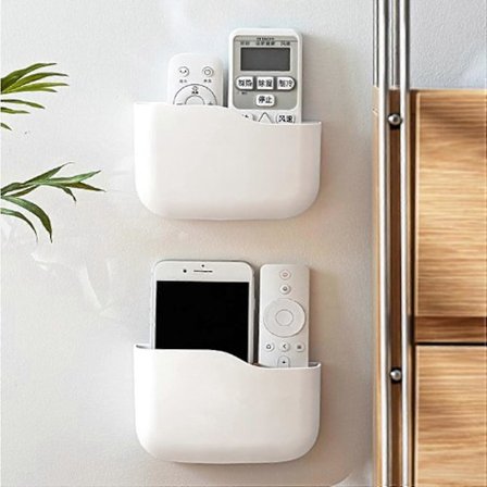 2 stk. veggmontert fjernkontrollholder, 2 roms selvklebende oppbevaringsboks avtakbare TV-fjernkontrollholdere ved siden av oppbevaringsboks