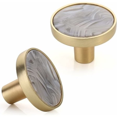 Sats med 8 mässingsknoppar för skåp och garderober till kök och badrum