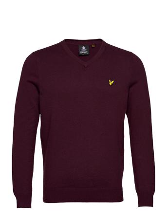 Cotton Merino V Neck Jumper Strikket Trøje V-hals Rød Lyle & Scott