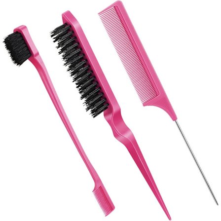 3-delt sett med kantbørste, børste og pinnkam