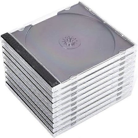 10 CD- eller DVD-etuier (1,04 cm x 12,4 cm x 14 cm, almindelig størrelse), klare