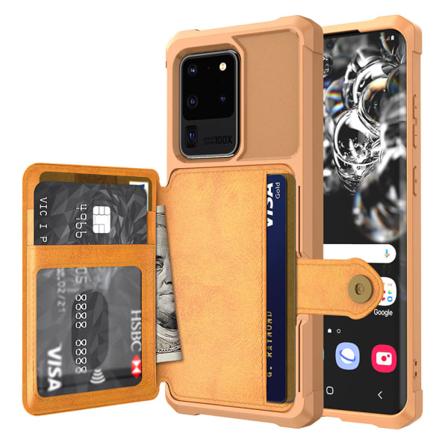 Samsung Galaxy S20 Ultra - Glat cover med kortholder Brun