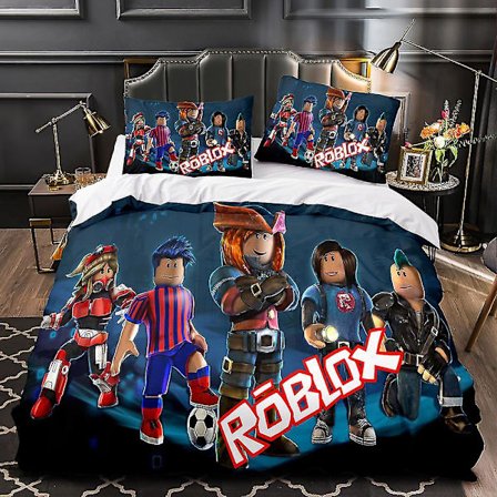 Barn Vuxen Hemtextil 3D Sängkläder Täcke Örngott Roblox Stil-17