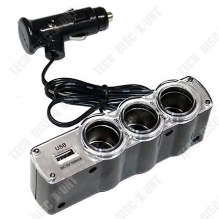 Multikontakt tändar - TD - Dubbel kontakt - 3 uttag + USB - Universell laddning - Bil