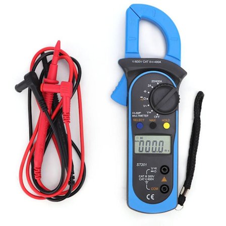 ST201 Automatisk digitalt tangamperemeter Strømmultimeter DC/AC Spenning Diode Tester (Blå)