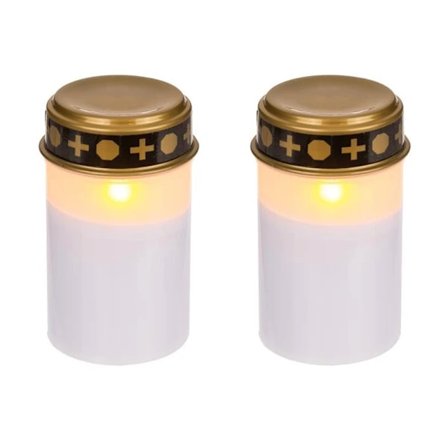 2 kpl - Hautakynttilä LED / Valo - Kynttilä haudoille 1200 tuntia Valkoinen 2 kpl[CO]