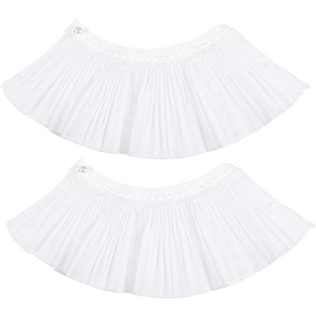 1 par aftagelige falske manchetter - Hvide, Chiffon manchetter, Plisserede C