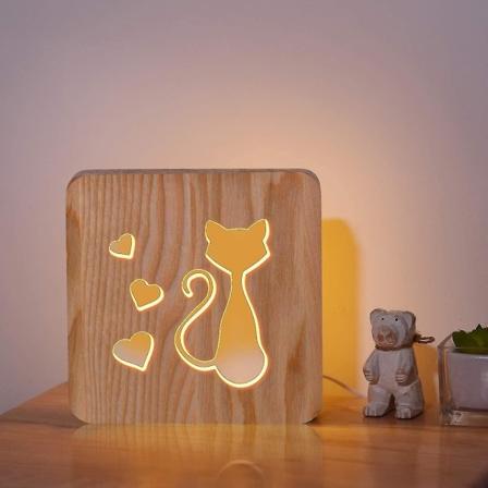 Katt trelampe Nyhet Nattlys 3d Illusion Lampe For Barn, Barn Dekorasjonslampe USB Power Soveromsdekor - Perfet