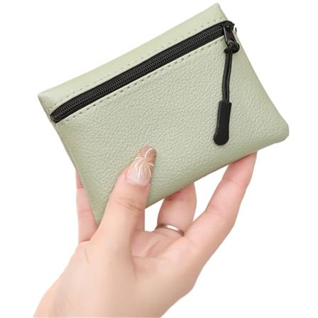 Stilig lommebok med glidelås i PU-skinn perfekt for myntkort og små gjenstander Green