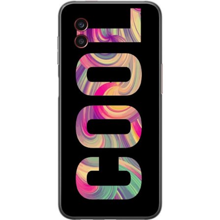 Kompatibel Mobilcover til Samsung Samsung Galaxy Xcover6 Pro Modern typografisk kunst med ordet LOVE i flydende regnbuefarver mod sort baggrund, der s