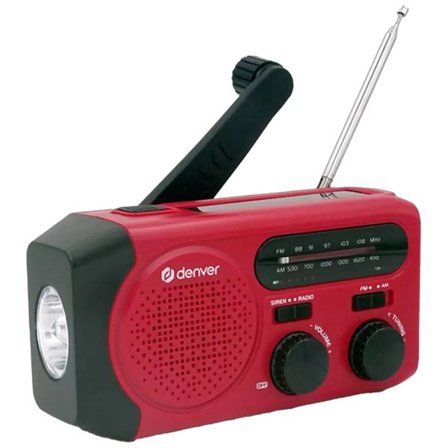 Denver SCR-2010 håndsvingradio med solcelleopladning og 2000 mAh batteri