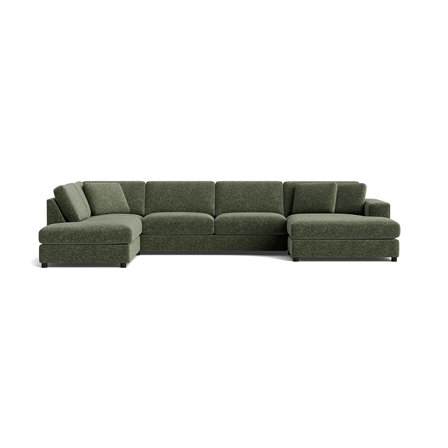 Oasis U-Form Sofa, rechts, Genesis Grün, modernes Design, einfarbig, bequeme Nozag-Federung, großzügige Wohnlandschaft für das Wohnzimmer