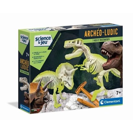 CLEMENTONI Archéo Ludic - T-Rex & fosforescerande triceratops - Science & Jeu