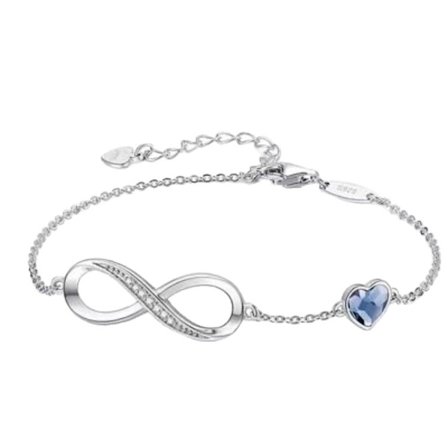 Justerbart silverarmband för damer, naturlig ametist, silver/blå.