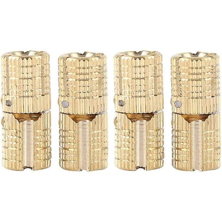 4 stk 8mm sylindrisk møbelhengsel i messing, usynlig skjult hengsel