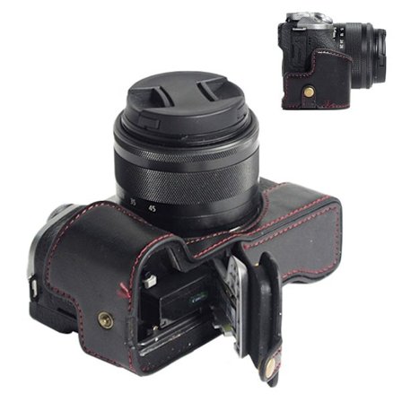 Canon EOS M6 Mark II lædercover med batteriåbning - Sort