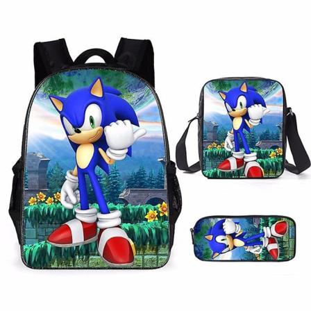 3 stk Super Sonic Kids Penalhus Rygsække Messenger Tasker Skulder C 3Pcs Set