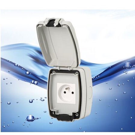 Ip66 vandtæt udendørs stikkontakt, støvtæt vægstik, havevægstik til indendørs og udendørs (enkelt stikkontakt)