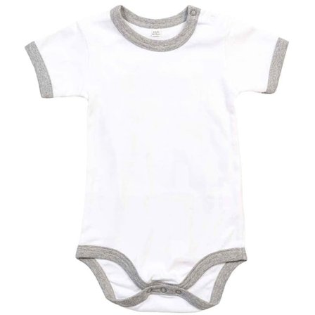 Babybugz Baby Ringer Bodysuit 3-6 månader Vit/Heather Marl