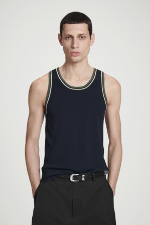 COS Männer Geripptes Tanktop Mit Kontrastpartie in Blau