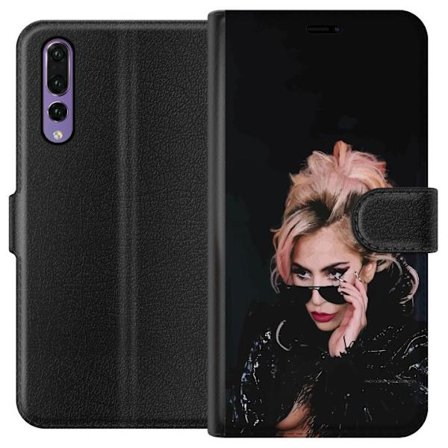 Kompatibelt Lommeboketui til Huawei P20 Pro Lady Gaga portrett med solbriller og dramatisk sminke i mørk glamorøs stil
